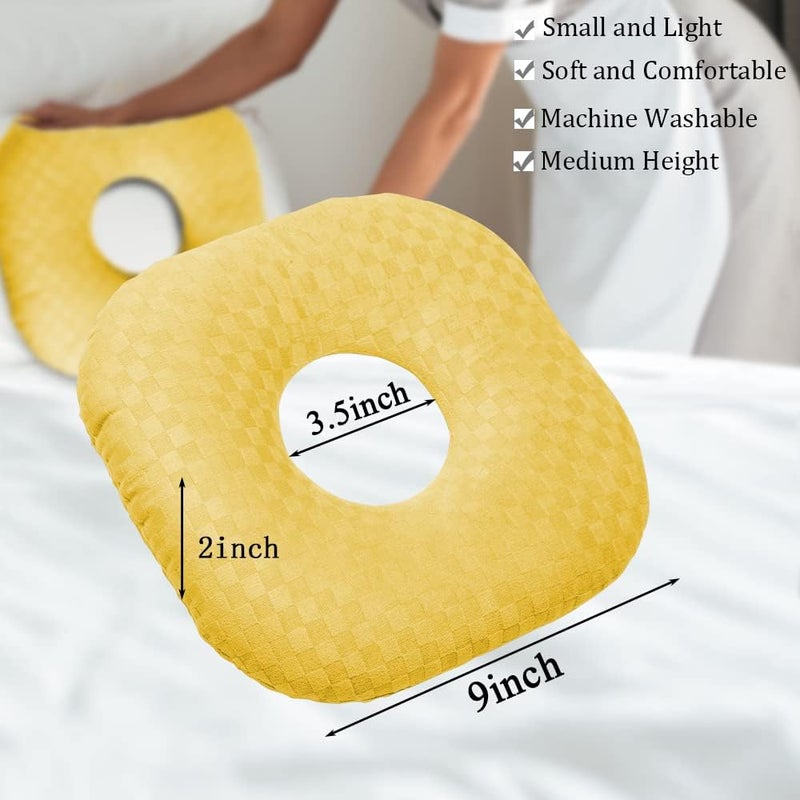 Wuronsa Ear Piercing Pillow for Side Sleepers, Pillow with an Ear Hole for CNH and Ear Pain Ear Inflammation Pressure Sores, O-Shaped Side Sleeping Pillow, Ear Guard Pillow(Yellow) - Image 3